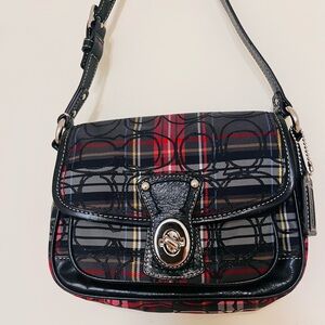 Coach Black and Red Plaid Mini Bag.